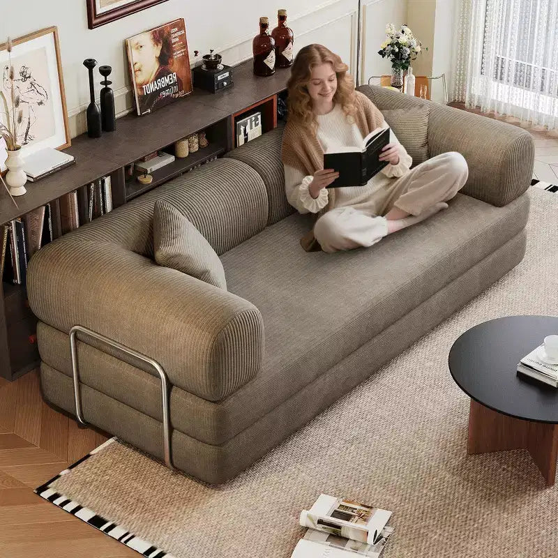 Canapé d'angle modulable sans accoudoirs Whisen 78.8, convertible en lit, canapé de compression avec coussins de dossier et accoudoirs.