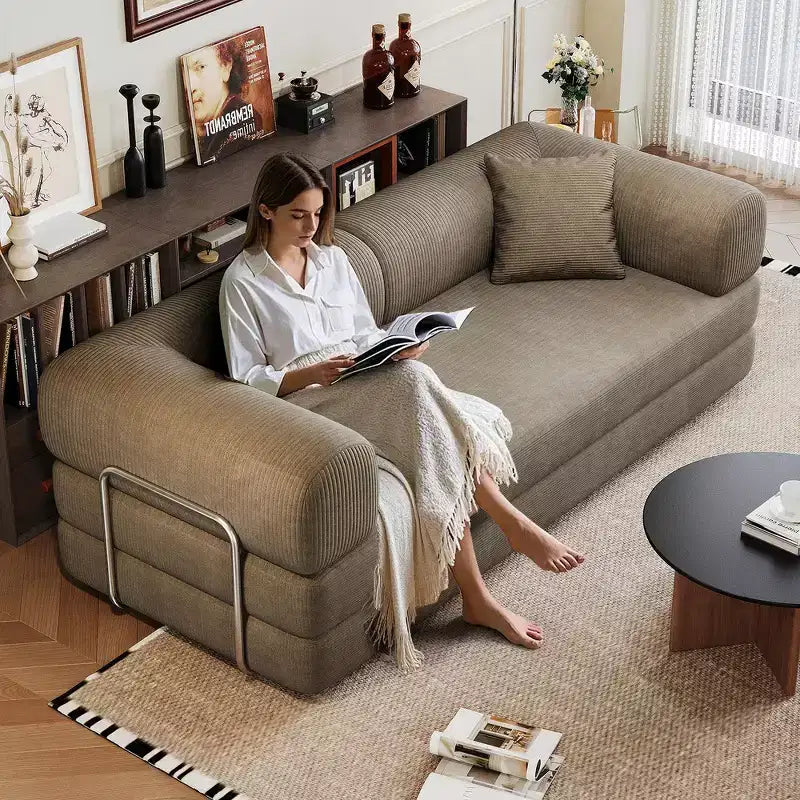 Canapé d'angle modulable sans accoudoirs Whisen 78.8, convertible en lit, canapé de compression avec coussins de dossier et accoudoirs.