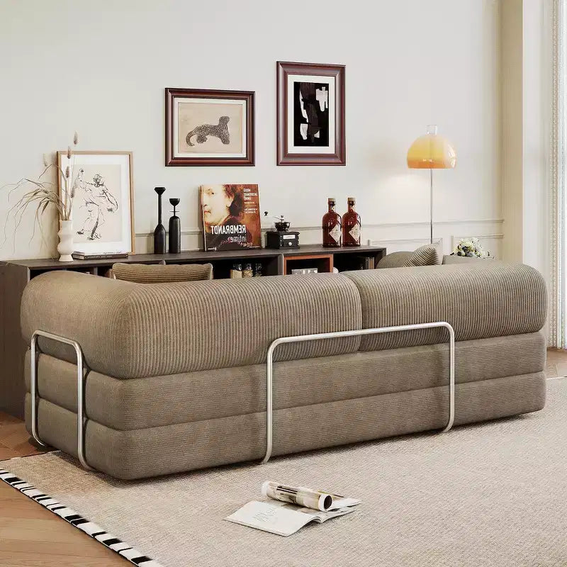 Canapé d'angle modulable sans accoudoirs Whisen 78.8, convertible en lit, canapé de compression avec coussins de dossier et accoudoirs.
