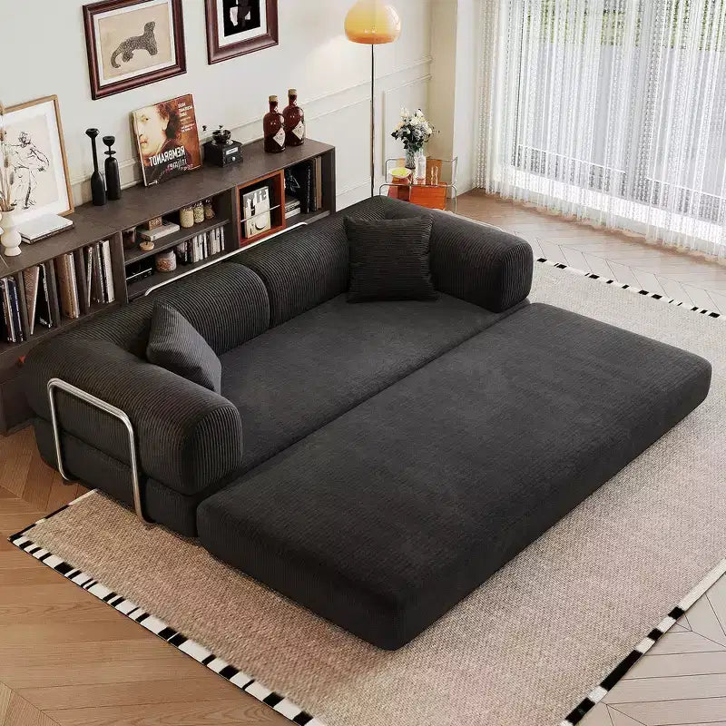 Canapé d'angle modulable sans accoudoirs Whisen 78.8, convertible en lit, canapé de compression avec coussins de dossier et accoudoirs.