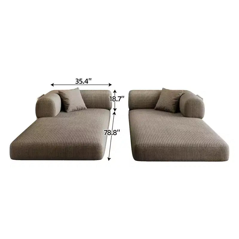 Canapé d'angle modulable sans accoudoirs Whisen 78.8, convertible en lit, canapé de compression avec coussins de dossier et accoudoirs.