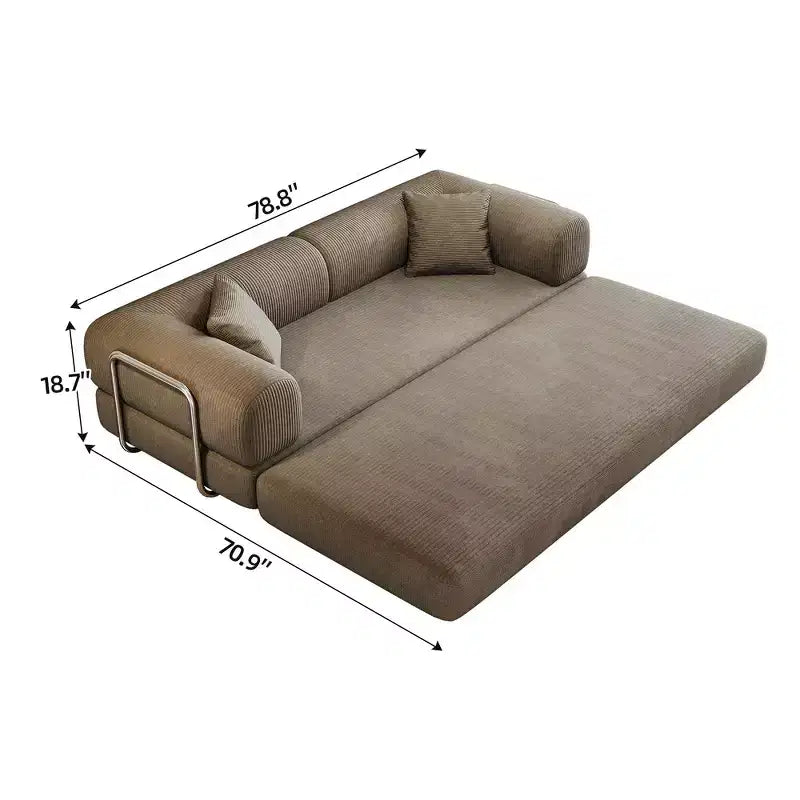 Canapé d'angle modulable sans accoudoirs Whisen 78.8, convertible en lit, canapé de compression avec coussins de dossier et accoudoirs.