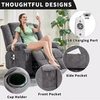 Poltrona Reclinabile Elettrica Power Lift per Anziani con Funzione Calore e Massaggio, Reclinazione a 3 Posizioni, 2 Portabicchieri, 2 Tasche Laterali, Porta USB, Telecomando