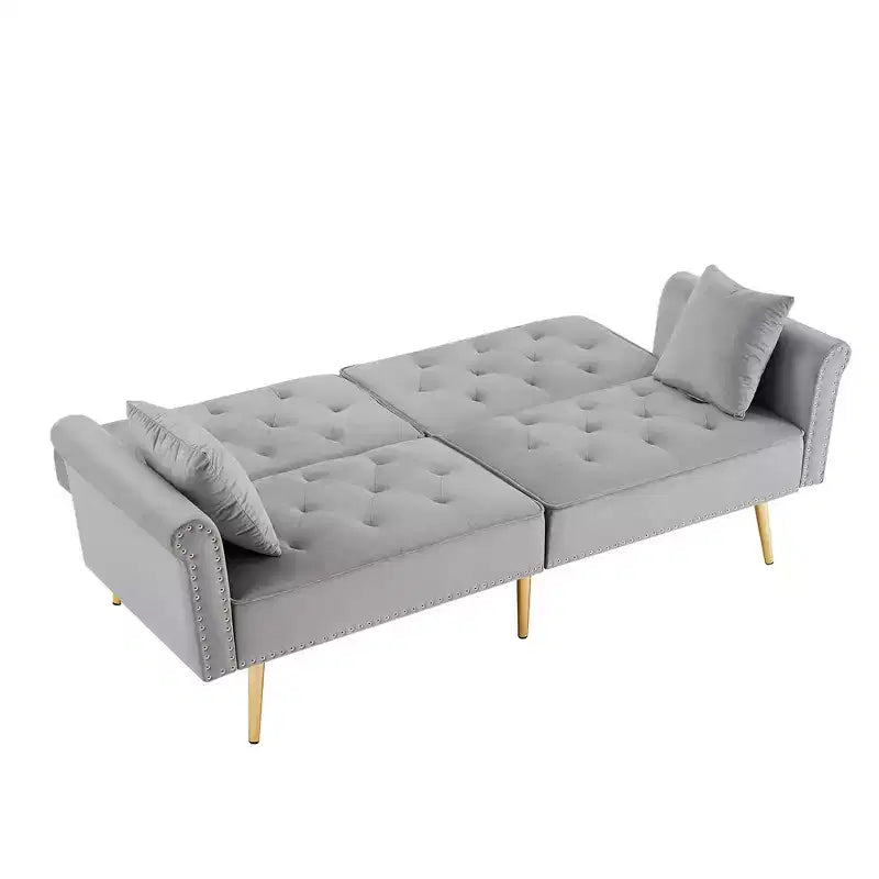 Divano Letto Futon Convertibile 69.6 con 2 Cuscini, Divano Letto Imbottito a Due Posti con Schienale Regolabile, Divano a 2 Posti per Ufficio Camera Ospiti Camera da Letto