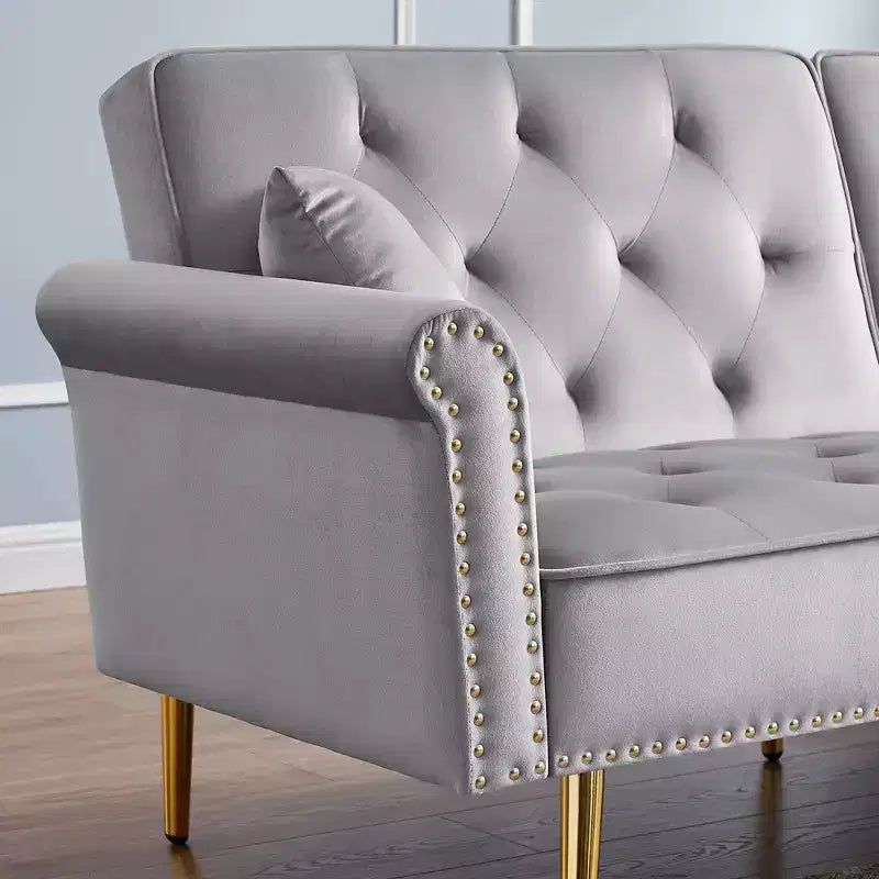 Divano Letto Futon Convertibile 69.6 con 2 Cuscini, Divano Letto Imbottito a Due Posti con Schienale Regolabile, Divano a 2 Posti per Ufficio Camera Ospiti Camera da Letto