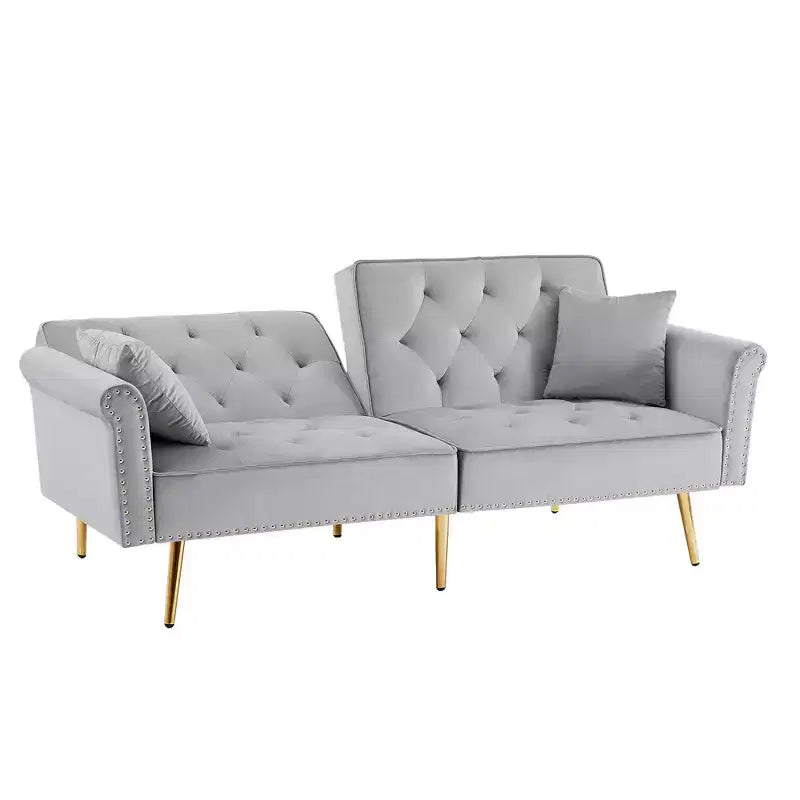 Divano Letto Futon Convertibile 69.6 con 2 Cuscini, Divano Letto Imbottito a Due Posti con Schienale Regolabile, Divano a 2 Posti per Ufficio Camera Ospiti Camera da Letto
