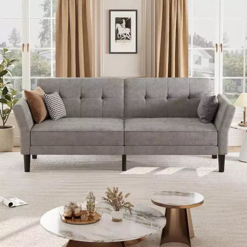89 Canapé-lit futon, canapé-lit convertible avec dossier et accoudoirs réglables, canapé-lit moderne pour salon, chambre et appartements