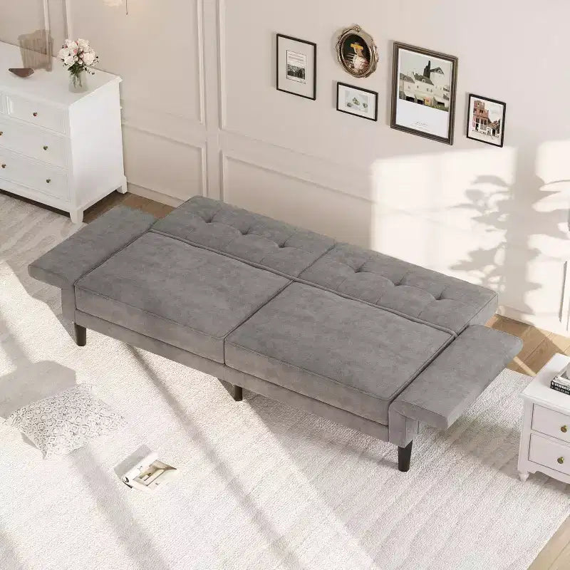 89 Canapé-lit futon, canapé-lit convertible avec dossier et accoudoirs réglables, canapé-lit moderne pour salon, chambre et appartements