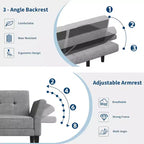 89 Canapé-lit futon, canapé-lit convertible avec dossier et accoudoirs réglables, canapé-lit moderne pour salon, chambre et appartements