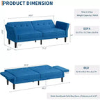 89 Canapé-lit futon, canapé-lit convertible avec dossier et accoudoirs réglables, canapé-lit moderne pour salon, chambre et appartements
