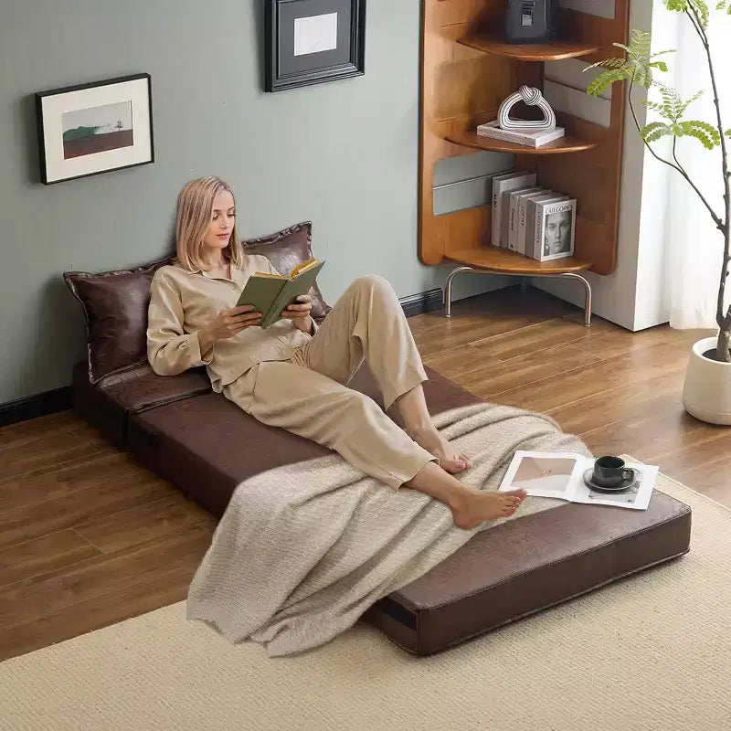 VINGLI Divano Letto Futon, Poltrona Letto Trasformabile 5 in 1, Mobile per Camper, Letto Estraibile a Terra per Piccoli Spazi, Soggiorno, Camera da Letto