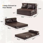 VINGLI Divano Letto Futon, Poltrona Letto Trasformabile 5 in 1, Mobile per Camper, Letto Estraibile a Terra per Piccoli Spazi, Soggiorno, Camera da Letto