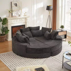 Divano reclinabile rotondo oversize in velluto a coste da 78,5 pollici, divano letto 2 in 1 trasformabile in due poltrone reclinabili, design con cuscino per il collo e cinque cuscini decorativi, nessun assemblaggio richiesto