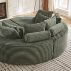 Divano reclinabile rotondo oversize in velluto a coste da 78,5 pollici, divano letto 2 in 1 trasformabile in due poltrone reclinabili, design con cuscino per il collo e cinque cuscini decorativi, nessun assemblaggio richiesto