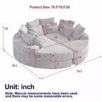 Divano reclinabile rotondo oversize in velluto a coste da 78,5 pollici, divano letto 2 in 1 trasformabile in due poltrone reclinabili, design con cuscino per il collo e cinque cuscini decorativi, nessun assemblaggio richiesto
