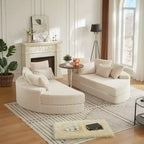 Divano reclinabile rotondo oversize in velluto a coste da 78,5 pollici, divano letto 2 in 1 trasformabile in due poltrone reclinabili, design con cuscino per il collo e cinque cuscini decorativi, nessun assemblaggio richiesto