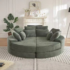 Divano reclinabile rotondo oversize in velluto a coste da 78,5 pollici, divano letto 2 in 1 trasformabile in due poltrone reclinabili, design con cuscino per il collo e cinque cuscini decorativi, nessun assemblaggio richiesto