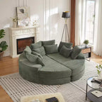 Divano reclinabile rotondo oversize in velluto a coste da 78,5 pollici, divano letto 2 in 1 trasformabile in due poltrone reclinabili, design con cuscino per il collo e cinque cuscini decorativi, nessun assemblaggio richiesto