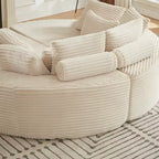 Divano reclinabile rotondo oversize in velluto a coste da 78,5 pollici, divano letto 2 in 1 trasformabile in due poltrone reclinabili, design con cuscino per il collo e cinque cuscini decorativi, nessun assemblaggio richiesto