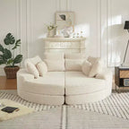 Divano reclinabile rotondo oversize in velluto a coste da 78,5 pollici, divano letto 2 in 1 trasformabile in due poltrone reclinabili, design con cuscino per il collo e cinque cuscini decorativi, nessun assemblaggio richiesto