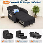 Garvee 3-in-1 - Divano Letto Convertibile con Schienale Regolabile, Ricarica USB, Portabicchieri e Tasche Laterali, per Soggiorno e Camera da Letto