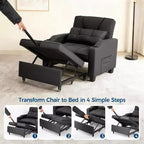 Garvee 3-in-1 - Divano Letto Convertibile con Schienale Regolabile, Ricarica USB, Portabicchieri e Tasche Laterali, per Soggiorno e Camera da Letto