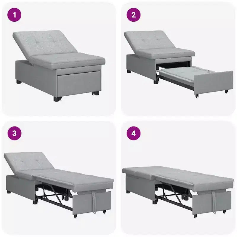vidaXL Divano letto grigio chiaro 194 x 67 x 37 cm in tessuto
