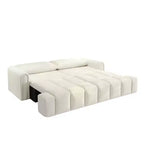 Canapé moderne et confortable 4 places Whisen 90.2 en tissu Teddy, grand lit-canapé convertible 3 en 1 avec rangements sous les assises