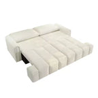 Canapé moderne et confortable 4 places Whisen 90.2 en tissu Teddy, grand lit-canapé convertible 3 en 1 avec rangements sous les assises