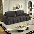 Canapé moderne et confortable 4 places Whisen 90.2 en tissu Teddy, grand lit-canapé convertible 3 en 1 avec rangements sous les assises