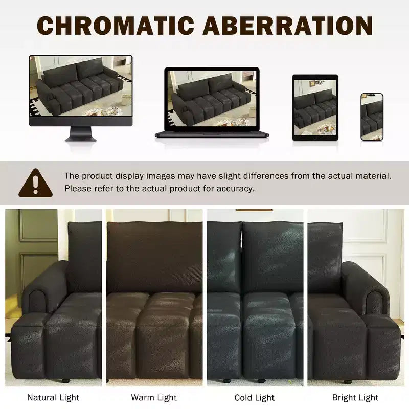 Canapé moderne et confortable 4 places Whisen 90.2 en tissu Teddy, grand lit-canapé convertible 3 en 1 avec rangements sous les assises