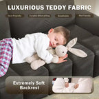 Canapé moderne et confortable 4 places Whisen 90.2 en tissu Teddy, grand lit-canapé convertible 3 en 1 avec rangements sous les assises