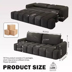 Canapé moderne et confortable 4 places Whisen 90.2 en tissu Teddy, grand lit-canapé convertible 3 en 1 avec rangements sous les assises