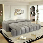 Canapé moderne et confortable 4 places Whisen 90.2 en tissu Teddy, grand lit-canapé convertible 3 en 1 avec rangements sous les assises