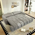 Canapé moderne et confortable 4 places Whisen 90.2 en tissu Teddy, grand lit-canapé convertible 3 en 1 avec rangements sous les assises