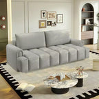 Canapé moderne et confortable 4 places Whisen 90.2 en tissu Teddy, grand lit-canapé convertible 3 en 1 avec rangements sous les assises
