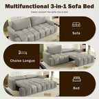 Canapé moderne et confortable 4 places Whisen 90.2 en tissu Teddy, grand lit-canapé convertible 3 en 1 avec rangements sous les assises