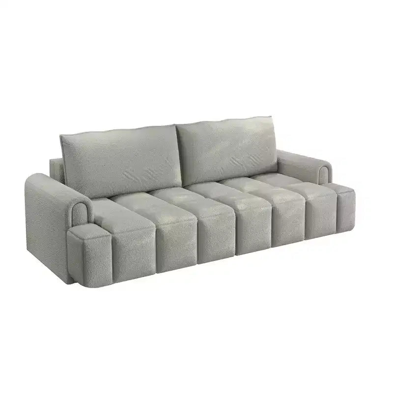 Canapé moderne et confortable 4 places Whisen 90.2 en tissu Teddy, grand lit-canapé convertible 3 en 1 avec rangements sous les assises