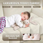 Canapé moderne et confortable 4 places Whisen 90.2 en tissu Teddy, grand lit-canapé convertible 3 en 1 avec rangements sous les assises