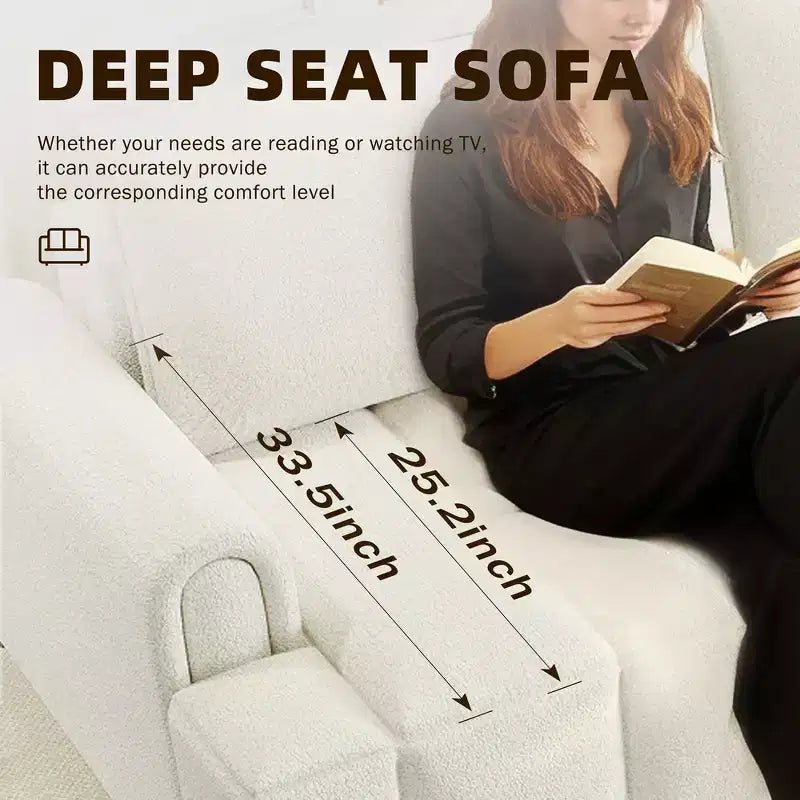 Divano moderno a 4 posti in tessuto Teddy Whisen 90.2, divano letto king size 3 in 1 convertibile con contenitore sotto i sedili