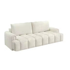 Canapé moderne et confortable 4 places Whisen 90.2 en tissu Teddy, grand lit-canapé convertible 3 en 1 avec rangements sous les assises