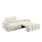 Canapé moderne et confortable 4 places Whisen 90.2 en tissu Teddy, grand lit-canapé convertible 3 en 1 avec rangements sous les assises