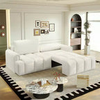 Whisen 90.2 4-Seater Modern Comfy Teddy Fabric Couch, King Size 3-in-1 Convertible Sleeper Sofa Bed with Seats Storage