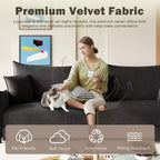 Divano a 3 Posti Whisen 81.9 Moderno in Velluto, Divano Letto Estraibile King Size, Divano Letto Convertibile 3-in-1 con 3 Cuscini