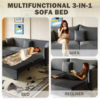 Divano a 3 Posti Whisen 81.9 Moderno in Velluto, Divano Letto Estraibile King Size, Divano Letto Convertibile 3-in-1 con 3 Cuscini
