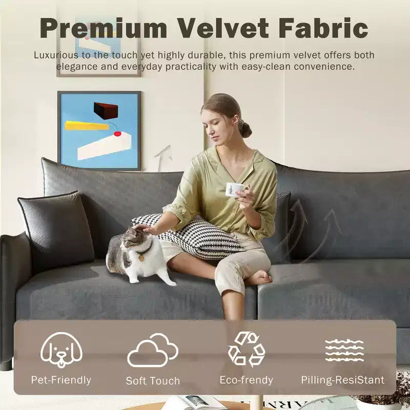 Divano a 3 Posti Whisen 81.9 Moderno in Velluto, Divano Letto Estraibile King Size, Divano Letto Convertibile 3-in-1 con 3 Cuscini
