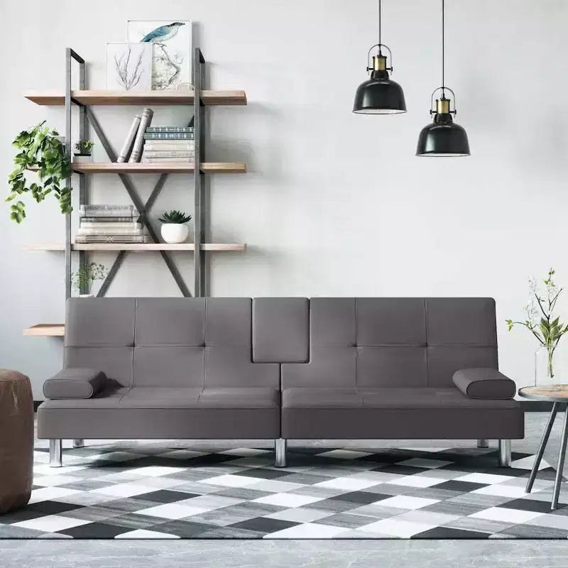 vidaXL Canapé-lit pliant avec porte-gobelets en similicuir