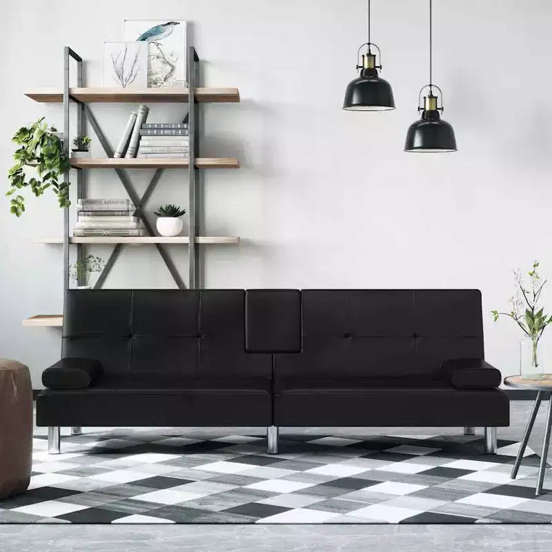 vidaXL Canapé-lit pliant avec porte-gobelets en similicuir