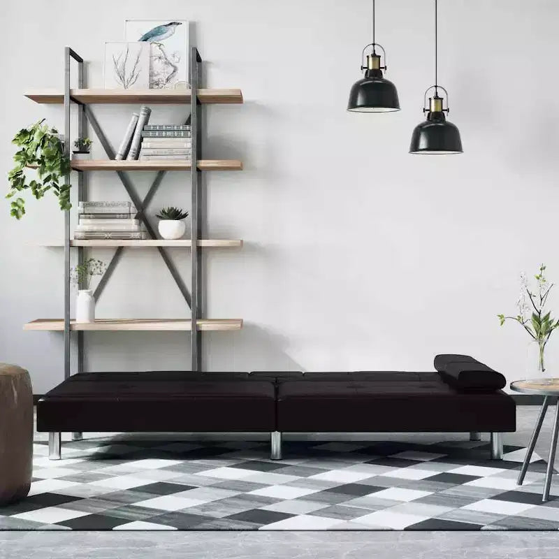 vidaXL Canapé-lit pliant avec porte-gobelets en similicuir