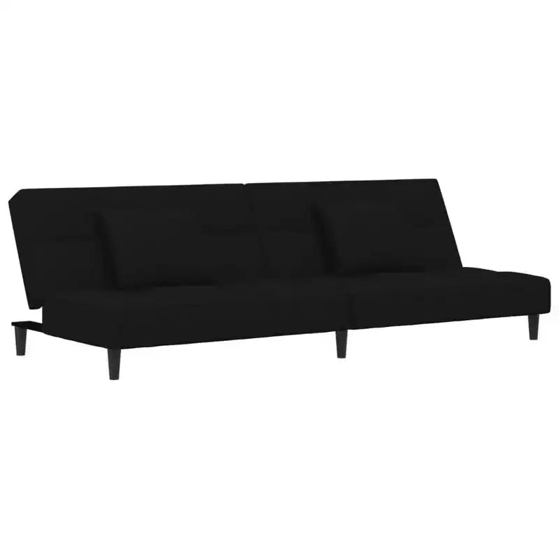 vidaXL 2-Seater Sofa Bed with Two Pillows Black Velvet